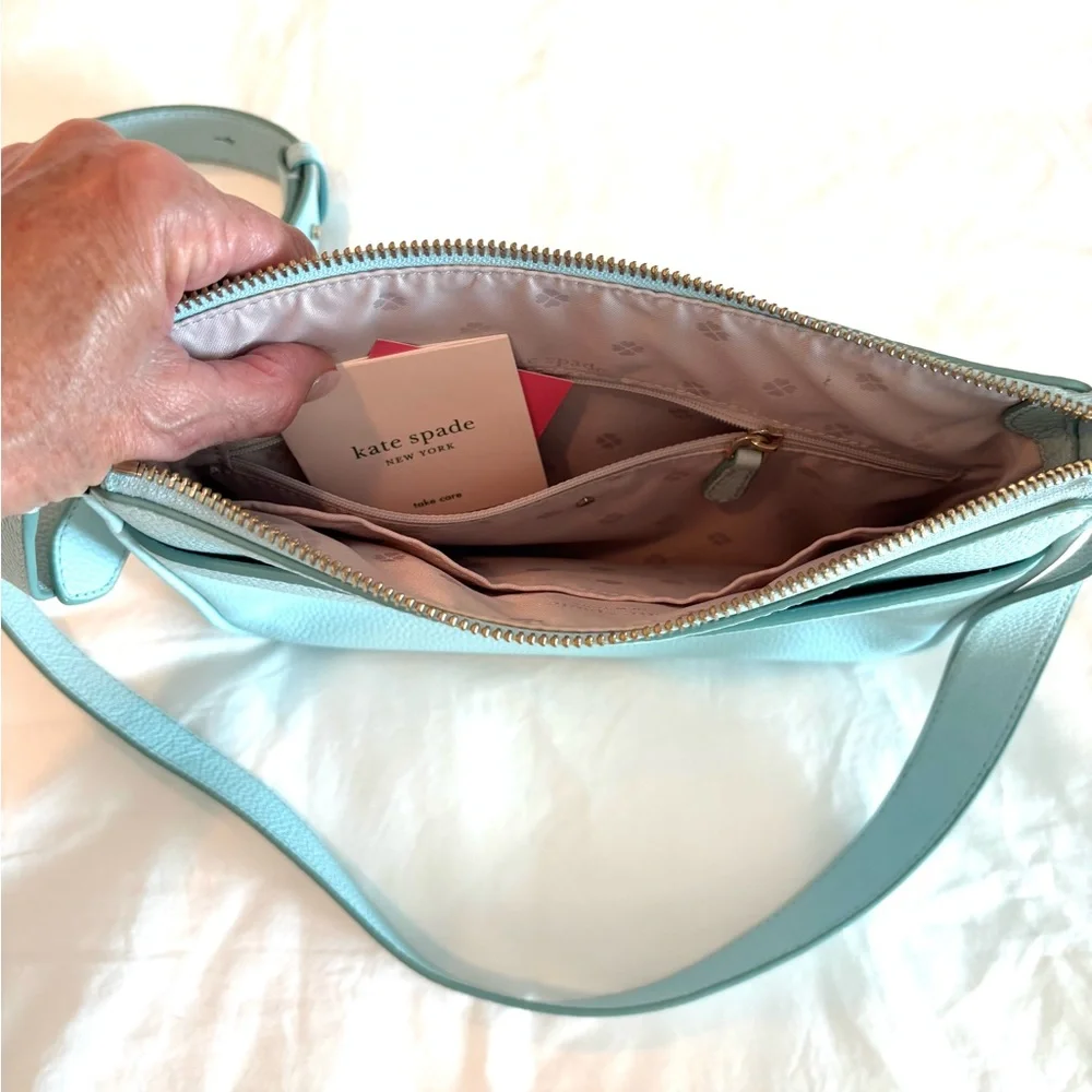 kate spade pastel blue pebbled leather crossbody